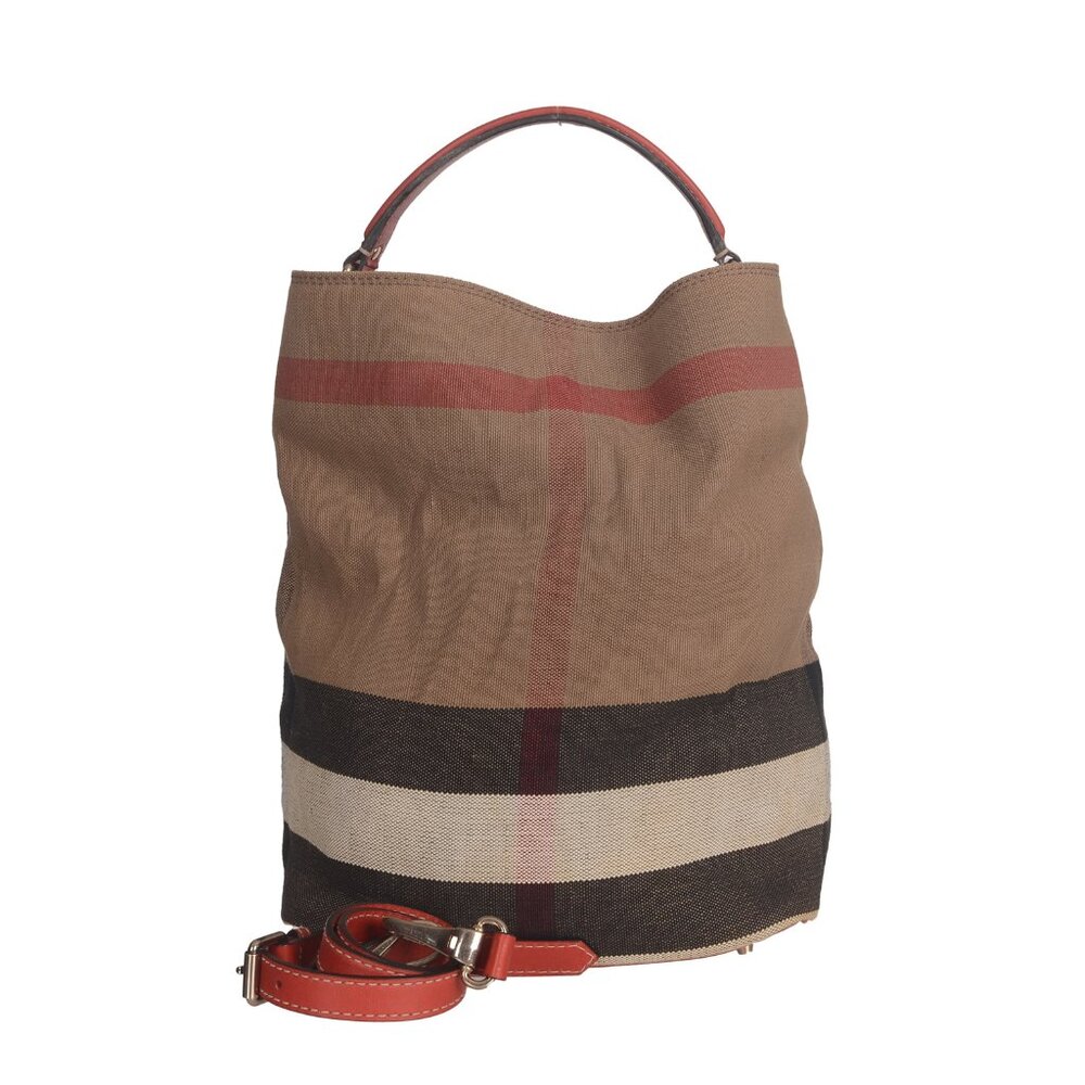 ♥️Burberry Ashby Back Red Beige Cloth Handbag♥️